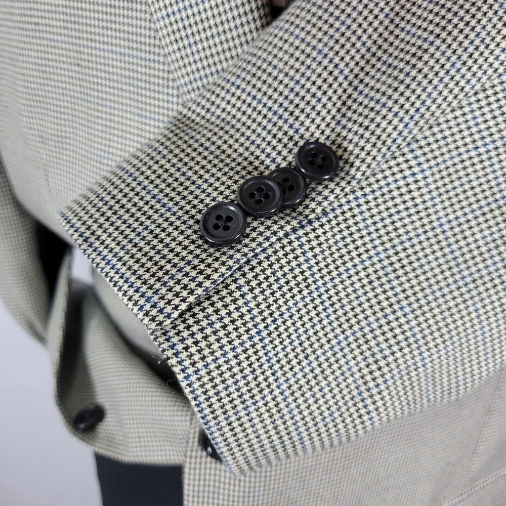 Michael Kors Men's Sport Coat Blazer Two Button Houndstooth Poly Blend‎ 48S